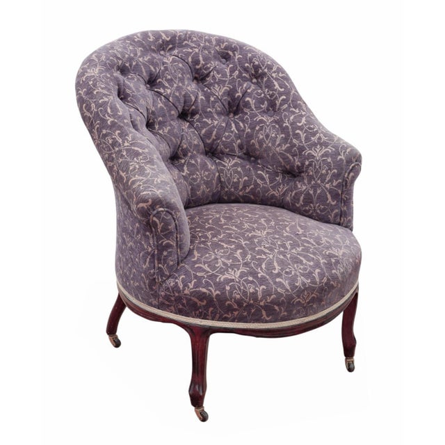 Purple Antique Victorian Ladies Tub Bedroom Chair, 19th Century For Sale - Image 8 of 8