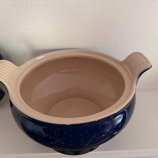 Contemporary Le Creuset Tureen 3 Quart Cobalt Blue Stoneware Tureen - Discontinued Color For Sale - Image 3 of 6
