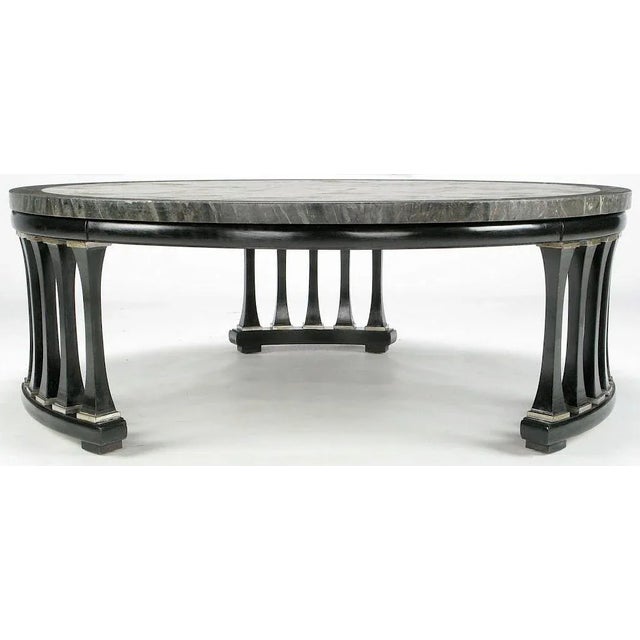 Round Triple Colonnaded Marble Patchwork Top Coffee Table For Sale In Chicago - Image 6 of 8