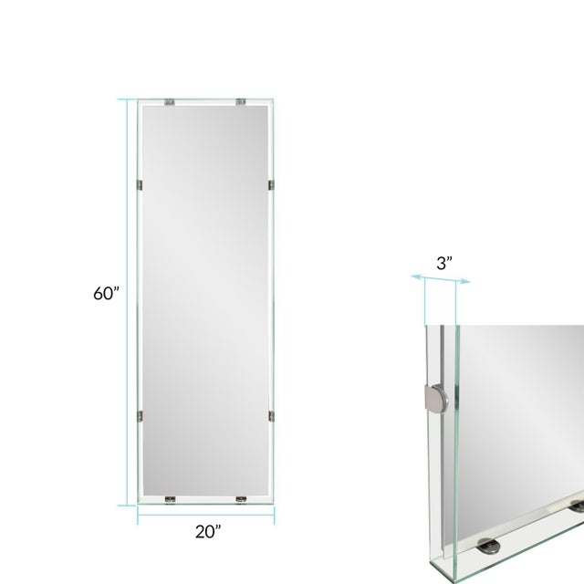 Silver Vivaldo Floating Dressing Mirror with Glass Box Frame For Sale - Image 8 of 10