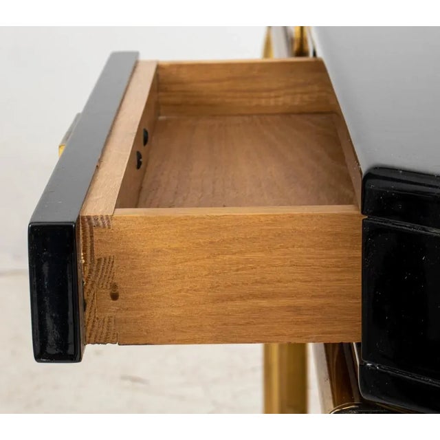 1970s 1970's John Widdicomb Black Lacquered and Brass Console Table For Sale - Image 5 of 7