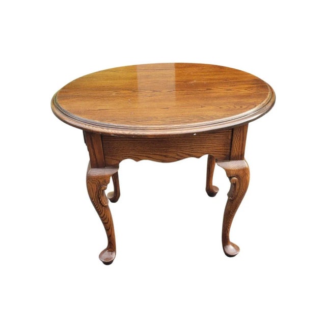 Mid 20th Century Harden Solid Oak Single Drawer Oval Side Table For Sale - Image 5 of 11