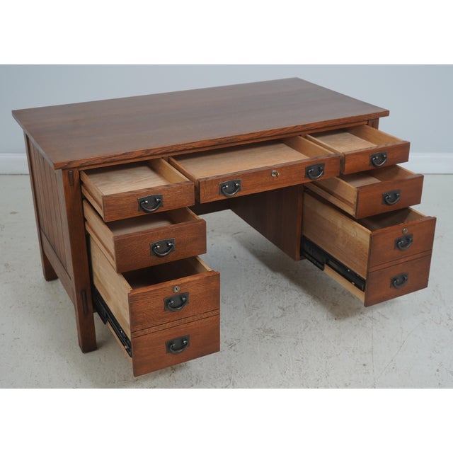 Arts & Crafts Stickley Mission Oak Arts & Crafts Executive Desk For Sale - Image 3 of 18