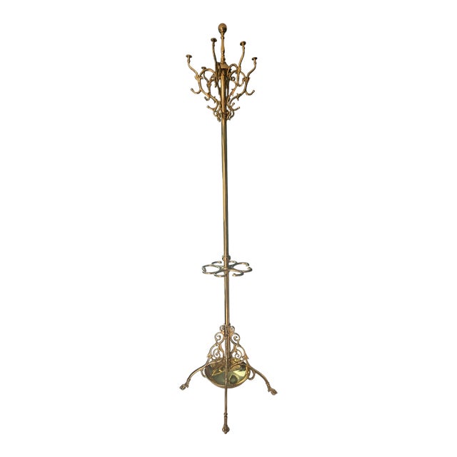 Vintage Brass Coat Rack/Umbrella Holder/Hall Tree For Sale