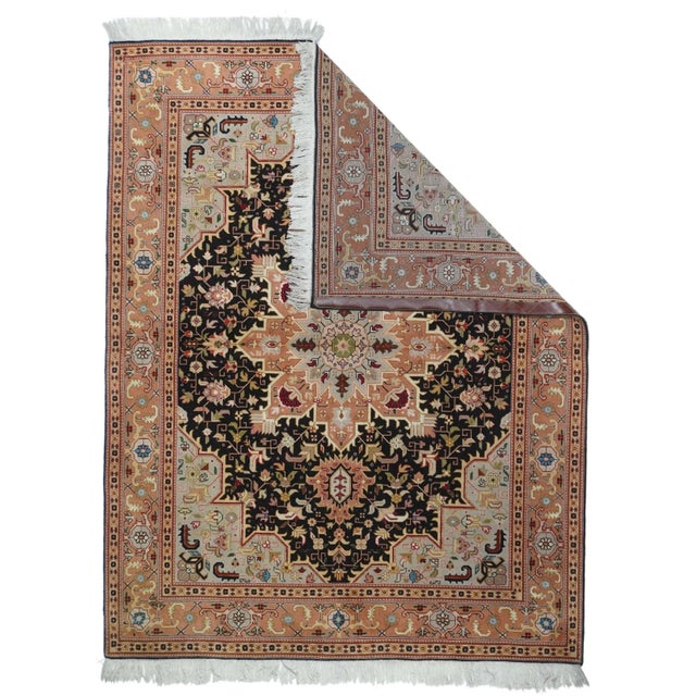 Tabriz is 30 miles down the road from the rural Heriz weaving area and influences have easily travelled in both...