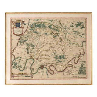 Antique Hand-Colored Map of Paris and Île-De-France from Blaeu, 1642 For Sale