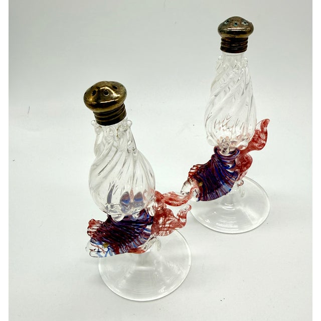 Pink 1995 Gazelle Hand Blown Tropical Fish Art Glass Salt & Pepper Shakers For Sale - Image 8 of 10