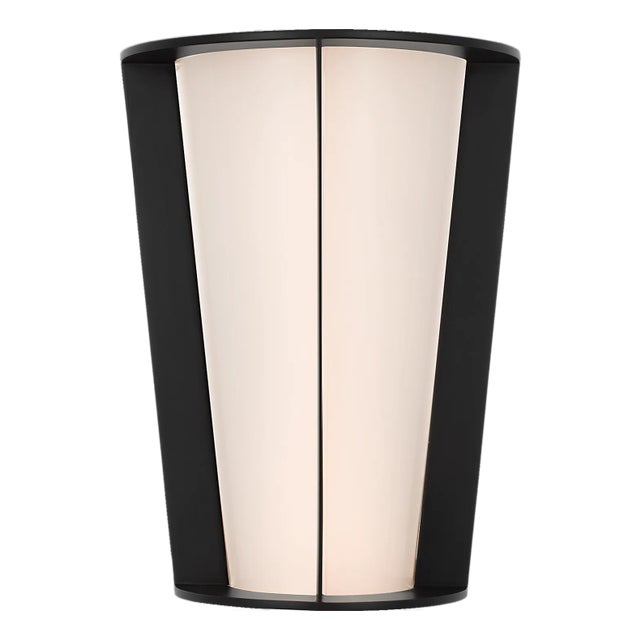 Barbara Barry for Visual Comfort Signature Phinn 12" Tapered Sconce in Modern Iron with White Glass For Sale