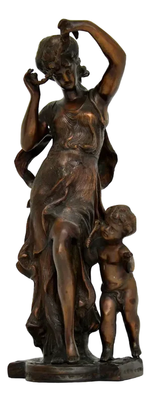 Bronze Sculpture of Woman and Child, 1950s