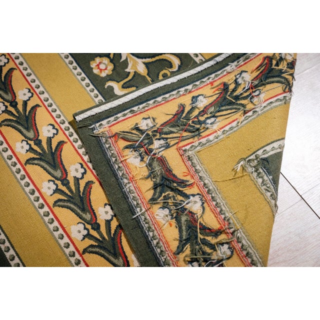 Green 9x12 Vintage Aubusson Flat Weave Wool Rug, Green and Gold Empire Medallion For Sale - Image 8 of 15