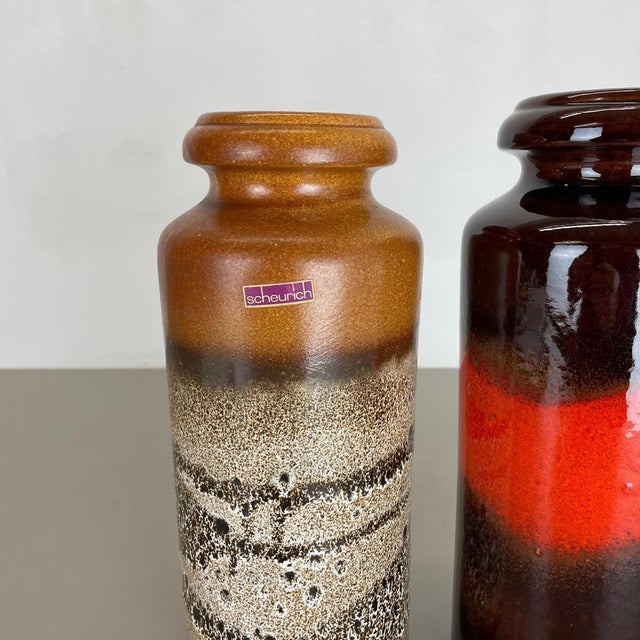 1970s Fat Lava Pottery Vases from Scheurich, Germany, 1970s, Set of 2 For Sale - Image 5 of 18