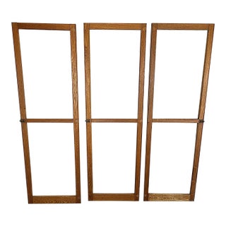 Vintage Architectural Salvage Oak and Glass Doors- Set of 3 For Sale