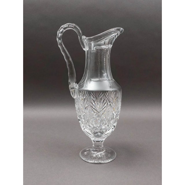 Mid 20th Century St. Louis France Florence Cut Crystal Water Jug Pitcher Beverage Holder For Sale - Image 4 of 9