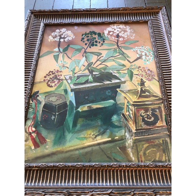 Original painting on artist board Unsigned 16 x 20 Overall size with vintage is 22 x 26