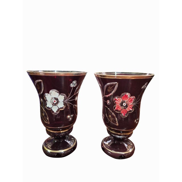 Bohemian Enamelled Glass Goblets and Vases, Late 19th - Early 20th Century, Set of 15 For Sale - Image 18 of 18