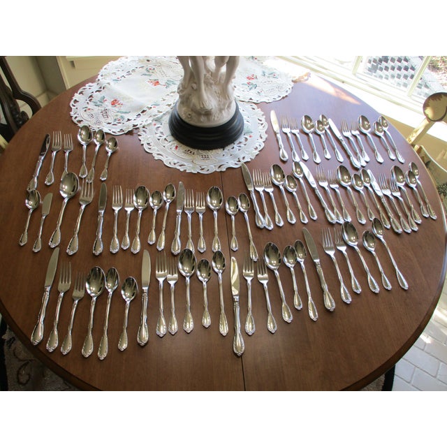 Art Nouveau 1971 Vintage Noritake Flatware Table Service New in Box Serenade With Hostess Set 12 Place Settings - 76pcs For Sale - Image 3 of 12