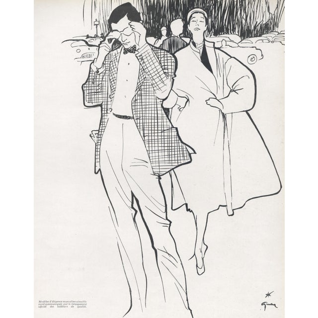 Mid-Century Modern 1951 Set of 2 French Fashion Prints...Dior, Balenciaga, Matted For Sale - Image 3 of 7