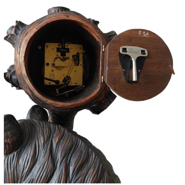 Large Black Forest Bear Clock, 1955 For Sale - Image 14 of 15