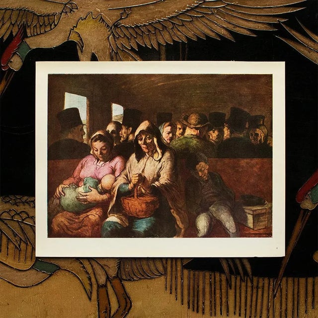 French Circa 1950s After Honoré Daumier "The Third-Class Compartment" Vintage Full Color Print For Sale - Image 3 of 6