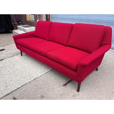Red Dux Sofa, Upholstered, Mid-20th Century Design, Folke Ohlsson Newly Reuphostered For Sale - Image 8 of 11