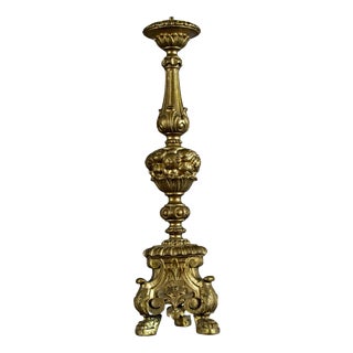 Belgian Carved Giltwood and Gesso Candlestick, 1900s For Sale
