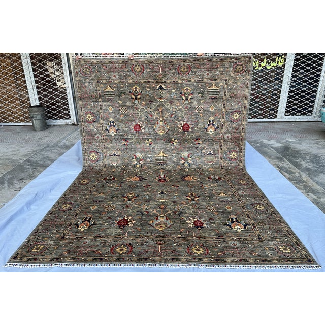 Hand-Knotted Afghan Sultanabad Chobi Wool Area Rug - 8'2" X 11'2" For Sale - Image 4 of 14
