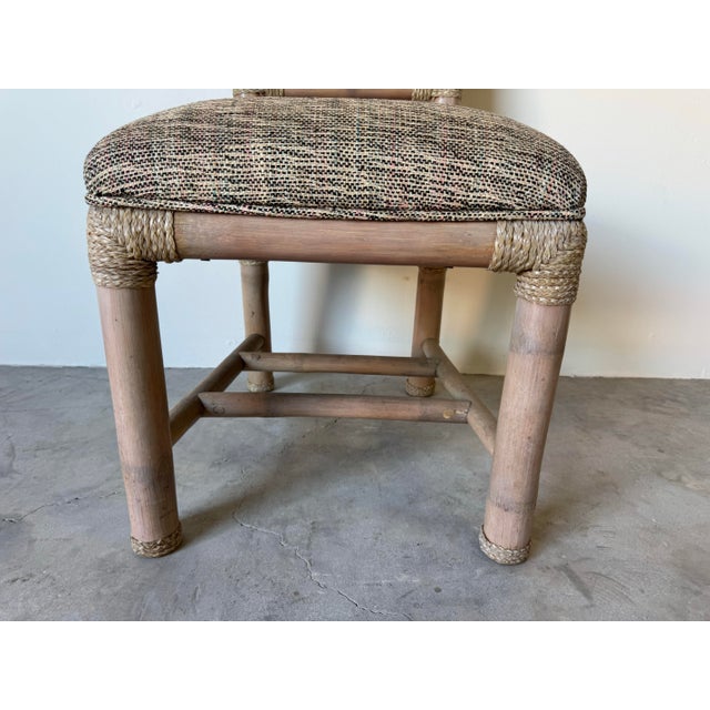 Contemporary 1980’s Vintage Organic Modern Antonio “Budji” Layug Style Bamboo & Woven Leather Accent Chair For Sale - Image 3 of 12