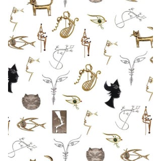 Sample - Lelievre for The House of Scalamandré Joyaux Wallcovering, Ivoire For Sale