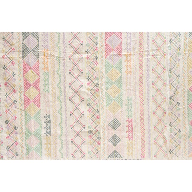 Bohemian Rhapsody Hand-Stitched Cotton Kantha Bedcover For Sale - Image 4 of 7