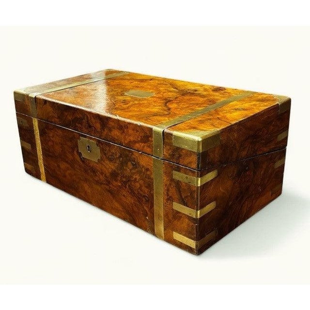Victorian Campaign Burr Walnut Writing Box with Fitted Interior and Secret Drawers For Sale - Image 14 of 14