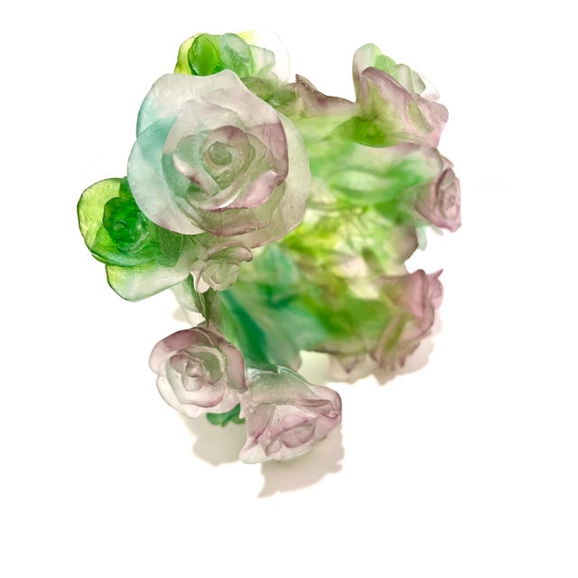 1970s Daum France Pâte De Verre “Roses” Vase - Signed For Sale In Detroit - Image 6 of 8