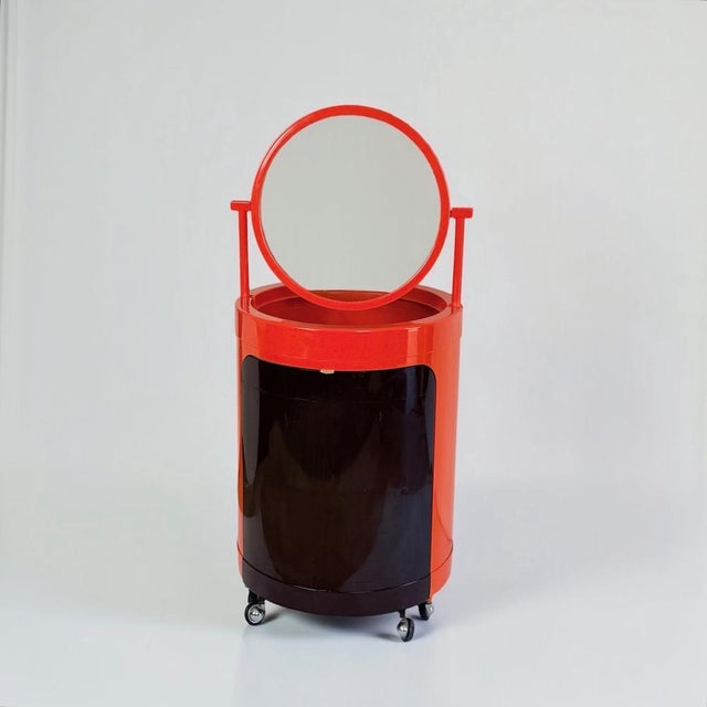 Silvi Dressing Table and Chair in Orange and Brown Plastic from Fain, 1970s, Set of 2 For Sale - Image 6 of 18