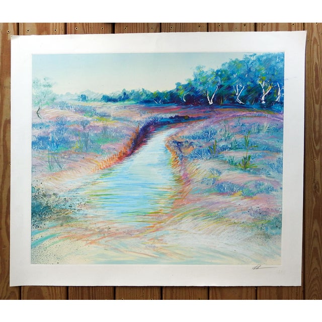 Late 20th Century Impressionist Monoprint Landscape For Sale - Image 4 of 5