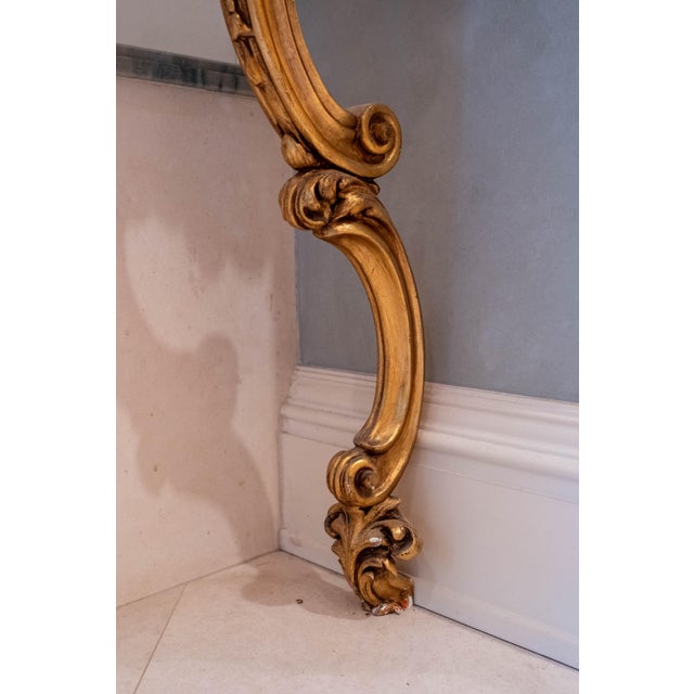 Italian Vintage Italian Giltwood Marble Top One Leg Hall Table For Sale - Image 3 of 11