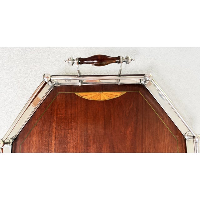 Antique English Silver and Mahogany Gallery Tray For Sale - Image 15 of 18