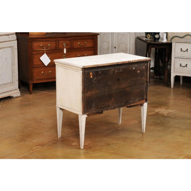 Swedish Gustavian Style 1890s Chest with Two Drawers and Grey Painted Outlines For Sale - Image 4 of 12