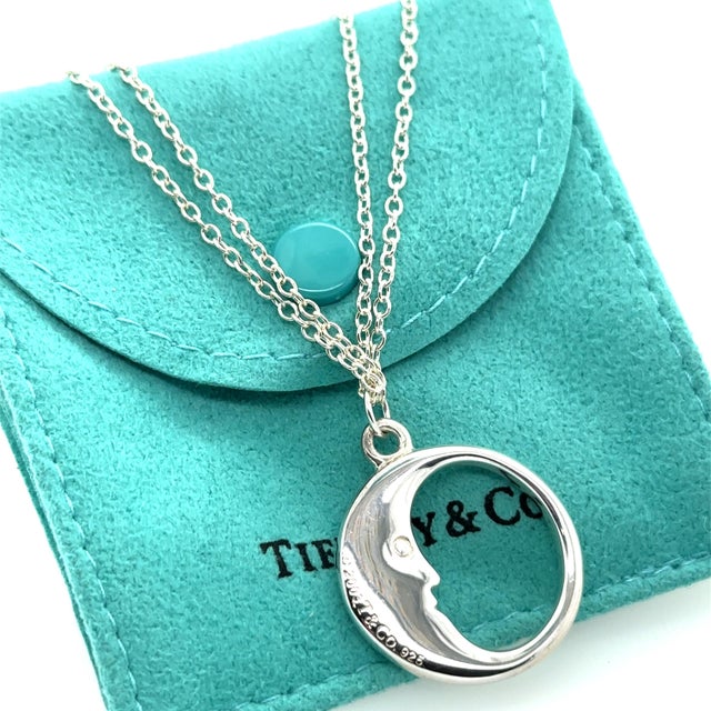 Tiffany and Co. Tiffany & Co. Sterling Silver Vintage Moon Double Chain Necklace 10.5g For Sale - Image 4 of 6