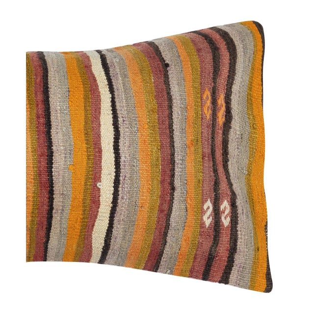 Traditional 16"x28" Kilim Cushion Cover. Rustic Accent Throw Pillow. Lumbar Pillow Cove For Sale - Image 3 of 4