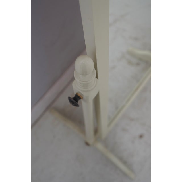 Off-white Ethan Allen Off White Painted Cheval Stand Up Floor Mirror For Sale - Image 8 of 10