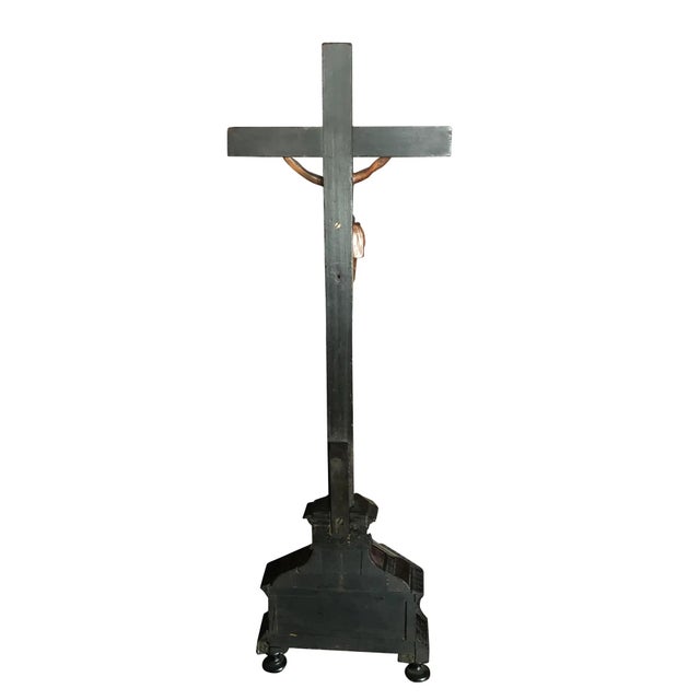 Early 20th Century Carved Limewood & Ebony Jesus on Cross Sculpture For Sale - Image 4 of 8