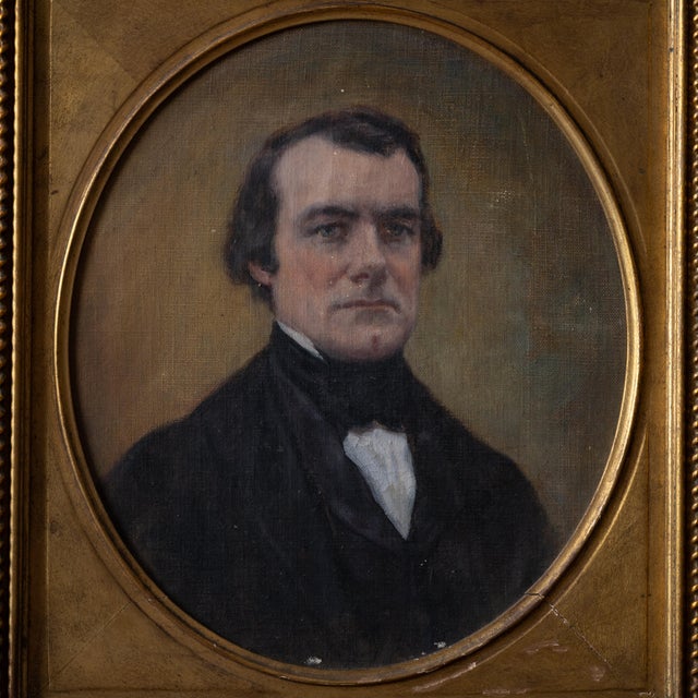 A Pair of American Portrait Paintings, 19th Century For Sale In Savannah - Image 6 of 12