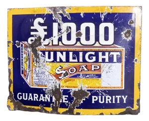 Vintage Sunlight Soap Sign, 1940s