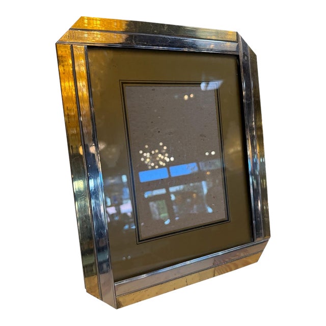 Vintage Brass and Chrome Picture Frame For Sale