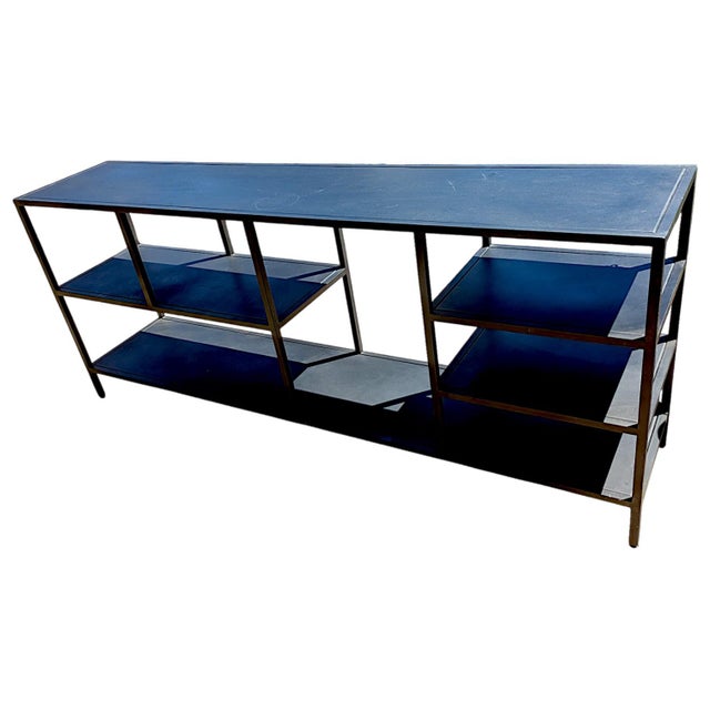 Contemporary Contemporary Industrial Black Metal Console Table / Etagere With Tiered Open Shelving For Sale - Image 3 of 9