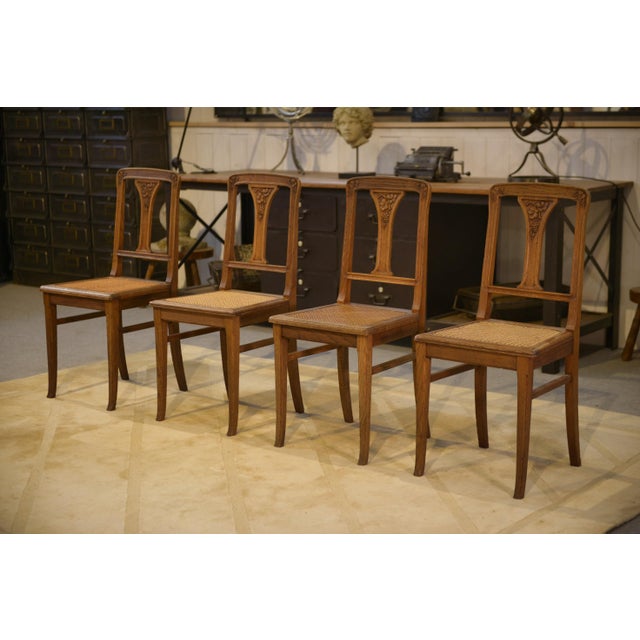 Art Nouveau Oak Chairs, 1910s, Set of 4 For Sale - Image 10 of 10