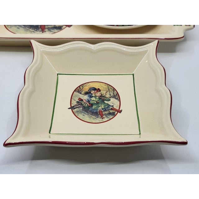 1990s Saint Petersburg Collection Christmas Service from Niderviller Earthenware, France, 1990s, Set of 7 For Sale - Image 5 of 16