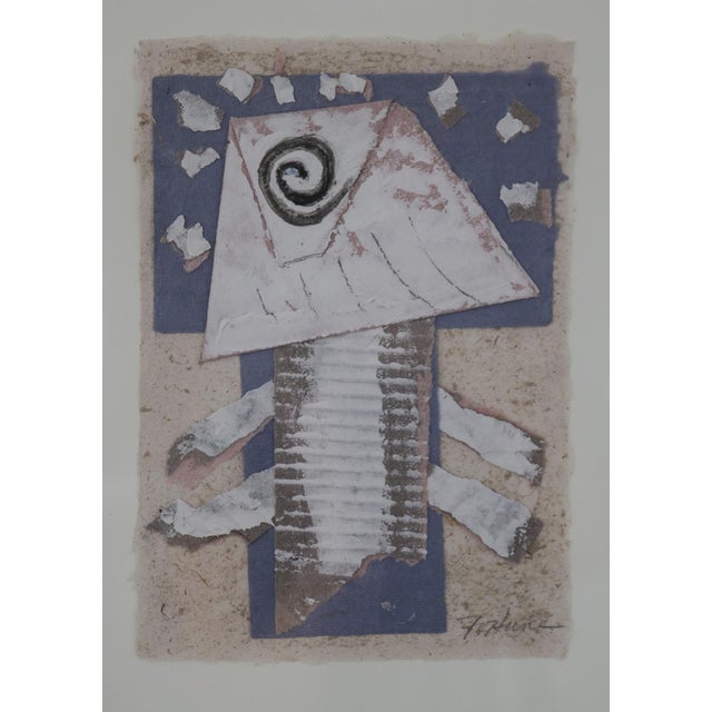 Framed Vintage Mixed Media Abstract Artwork by James Fortune. Signed 1988