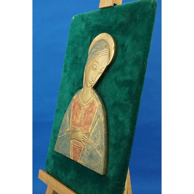 20th Century Gilded Bronze Plaque Sculpture Praying Madonna by Mario Gatti for Guido Reni, Italy, 1950s For Sale - Image 4 of 18