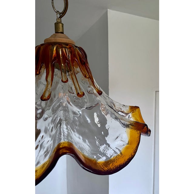 Metal Tulip Pendant Light in Murano Glass, Italy, 1970 For Sale - Image 7 of 14
