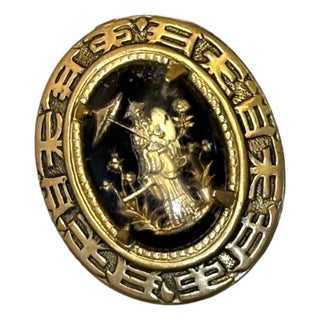 Gold Tone/Black Asian-Style Geisha Brooch For Sale